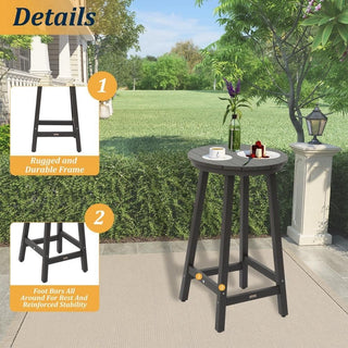 Outdoor Plastic Bar Height Bistro Table – Blue & Gray Patio Bar Table