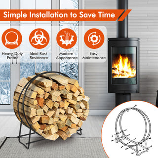 30/40 Inch Tubular Steel Log Hoop Firewood Storage Rack