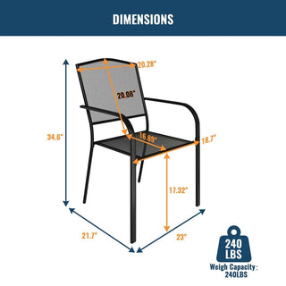 5-Piece Black Steel Mesh Patio Dining Set with 36in Square Table & Umbrella Hole Outdoor Dining Set for Garden, Deck & Backyard
