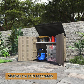 4.2 ft. W x 2.4 ft. D Outdoor Resin Storage Shed, 10 sq. ft. with Lockable Double Doors & Floor Panel