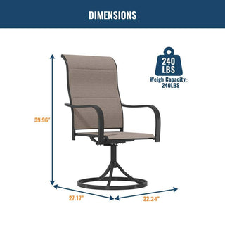 5-Piece Black Steel Mesh Outdoor Dining Set with 29.5" Square Table, 4 Textilene Swivel Chairs & Umbrella Hole for Patio & Garden