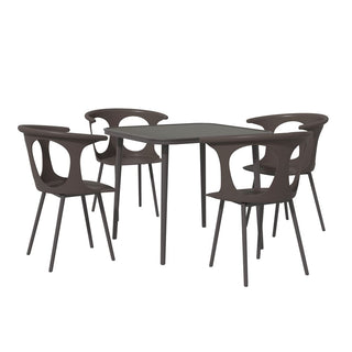 Mondawe 5 Pieces Outdoor Patio Dining Set with 1 Table & 4 Chairs for Balcony Backyard Garden