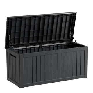 230 Gal. Black/Light Brown Resin Storage Deck Box for Outdoor Indoor