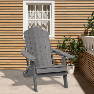 Folding HIPS Adirondack Chair with 5-Position Adjustable Backrest & Cup Holder – Outdoor Patio Chair