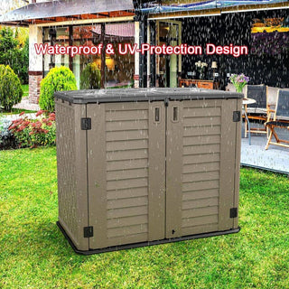 260 gal. Deck Box Brown Patios Storage Box Outdoor Storage Shed Waterproof for Garden