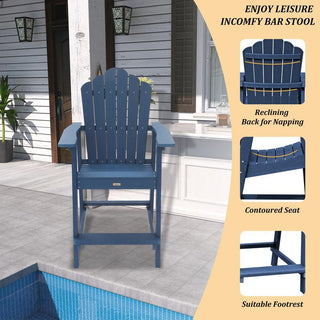 Tall Adirondack Chair Set with Removable Connecting Table – HIPS Polywood Outdoor Patio Set (2 Chairs)