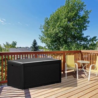 100 Gal. Black/Light Brown Resin Storage Deck Box for Outdoor Indoor