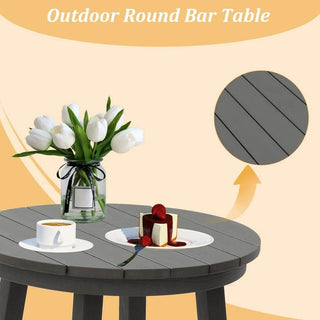 Outdoor Plastic Bar Height Bistro Table – Blue & Gray Patio Bar Table