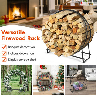 30/40 Inch Tubular Steel Log Hoop Firewood Storage Rack
