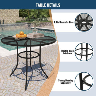 5-Piece Steel Textilene Swivel Chair Outdoor Dining Set with 29.5" Round Table & Umbrella Hole for Patio, Garden & Backyard