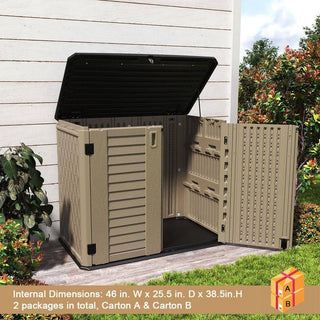 4.2 ft. W x 2.4 ft. D Outdoor Resin Storage Shed, 10 sq. ft. with Lockable Double Doors & Floor Panel