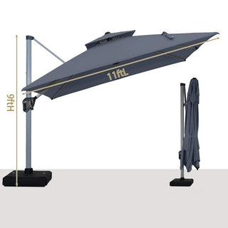 11 FT Square Patio Umbrella with Double-Top Vent – Large Outdoor Market Umbrella for Patio, Garden, Deck & Poolside