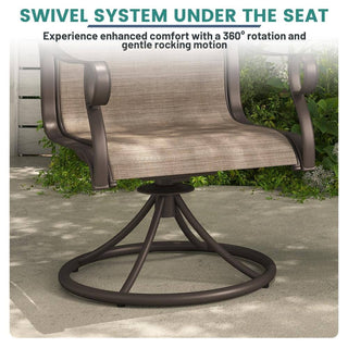 5-Piece Steel Textilene Swivel Outdoor Dining Set with 28.35" Round Table & Umbrella Hole for Patio, Garden & Backyard
