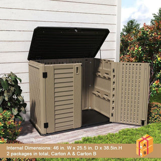 260 gal. Deck Box Brown Patios Storage Box Outdoor Storage Shed Waterproof for Garden