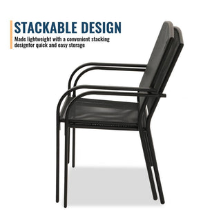 9-Piece Black Metal Patio Dining Set with Extendable Table & Steel Mesh Chairs for Outdoor Garden, Deck & Backyard