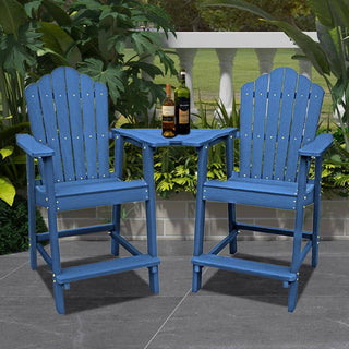 4-Piece Outdoor Bar Height Adirondack Chair Set with Connecting Tray & 3-Tier Market Umbrella – HIPS Patio Set