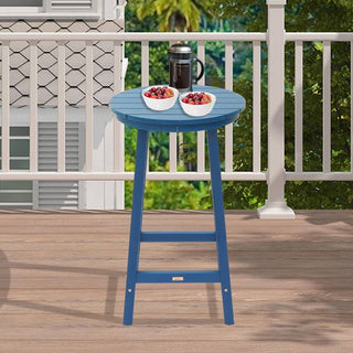 Outdoor Plastic Bar Height Bistro Table – Blue & Gray Patio Bar Table