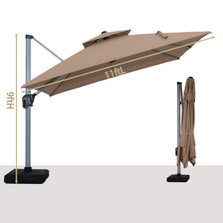 11 FT Square Patio Umbrella with Double-Top Vent – Large Outdoor Market Umbrella for Patio, Garden, Deck & Poolside