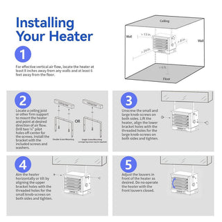 16,382 BTU Ceiling Mount Electric Garage Heater, 4800W 240V with Remote Control