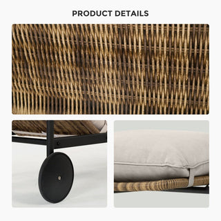 3-Piece Aluminum Rattan Patio Chaise Lounges With Rectangular Table And Light Gray Cushions