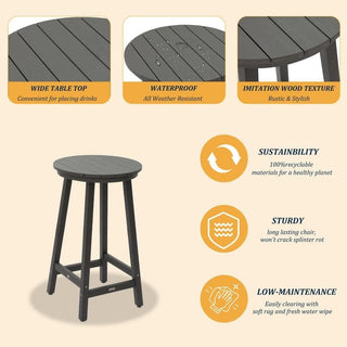 Outdoor Plastic Bar Height Bistro Table – Blue & Gray Patio Bar Table