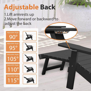 Folding Plastic Adirondack Chair with Pull-Out Ottoman & Cup Holder – Outdoor Patio Chair (Blue/Gray/Black)