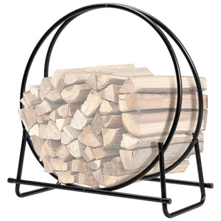 30/40 Inch Tubular Steel Log Hoop Firewood Storage Rack