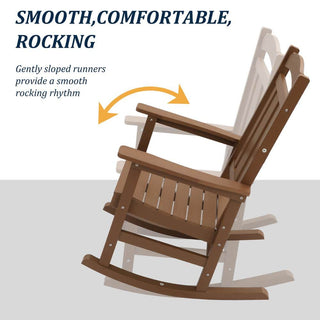 HIPS Plastic Outdoor Rocking Chair with High Back – Durable Presidential Patio Rocker in Brown