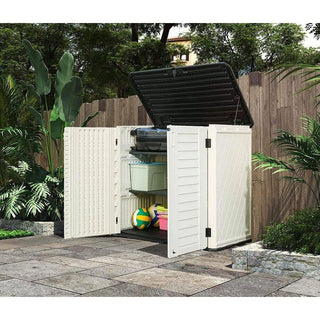 4.2 ft. W x 2.4 ft. D Outdoor Resin Storage Shed, 10 sq. ft. with Lockable Double Doors & Floor Panel