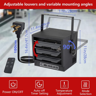 16,382 BTU Ceiling Mount Electric Garage Heater, 4800W 240V with Remote Control