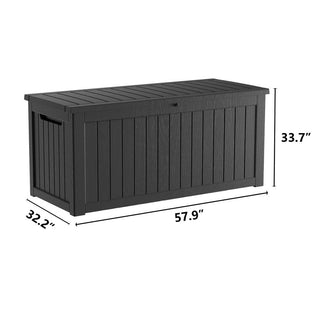 230 Gal. Black/Light Brown Resin Storage Deck Box for Outdoor Indoor