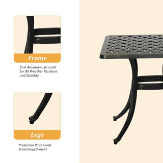 21" Square Lightweight Cast Aluminum Outdoor Side Table, Antique Bronze for Deck, Lawn & Garden