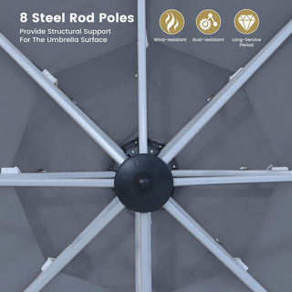 11 FT Square Patio Umbrella with Double-Top Vent – Brown/Dark Gray/Red