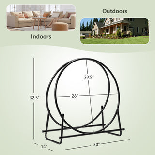 30/40 Inch Tubular Steel Log Hoop Firewood Storage Rack