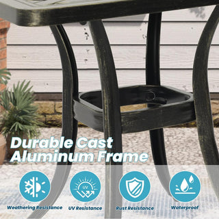 21" Square Lightweight Cast Aluminum Outdoor Side Table, Antique Bronze for Deck, Lawn & Garden