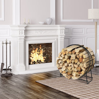 30/40 Inch Tubular Steel Log Hoop Firewood Storage Rack
