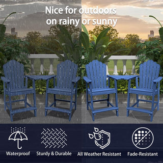 Tall Adirondack Chair Set with Removable Connecting Table – HIPS Polywood Outdoor Patio Set (2 Chairs)