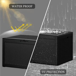 100 Gal. Black/Light Brown Resin Storage Deck Box for Outdoor Indoor