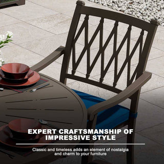 5-Piece Outdoor Cast Aluminum Dining Set with 48" Round Table & Cushioned Chairs – Weather-Resistant Patio Furniture