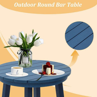 Outdoor Plastic Bar Height Bistro Table – Blue & Gray Patio Bar Table