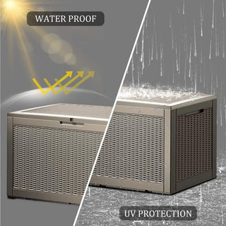 100 Gal. Black/Light Brown Resin Storage Deck Box for Outdoor Indoor