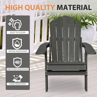 Folding HIPS Adirondack Chair with 5-Position Adjustable Backrest & Cup Holder – Outdoor Patio Chair