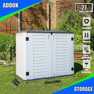 4.2 ft. W x 2.4 ft. D Outdoor Resin Storage Shed, 10 sq. ft. with Lockable Double Doors & Floor Panel