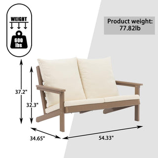 HIPS Wood-Look Outdoor Patio Sofa with Deep Cushions – Modern Garden & Balcony Seating