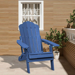 Folding HIPS Adirondack Chair with 5-Position Adjustable Backrest & Cup Holder – Outdoor Patio Chair