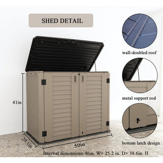 4.2 ft. W x 2.4 ft. D Outdoor Resin Storage Shed, 10 sq. ft. with Lockable Double Doors & Floor Panel