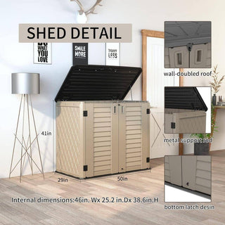 260 gal. Deck Box Brown Patios Storage Box Outdoor Storage Shed Waterproof for Garden
