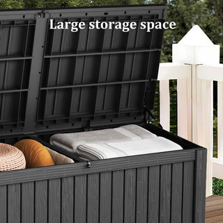 230 Gal. Black/Light Brown Resin Storage Deck Box for Outdoor Indoor