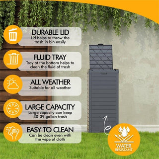 31 Gallon Trash Can with Unique Liquid Drawer, Premium PP Material, Dual-Lid Snap Closure for Outdoor & Indoor Use