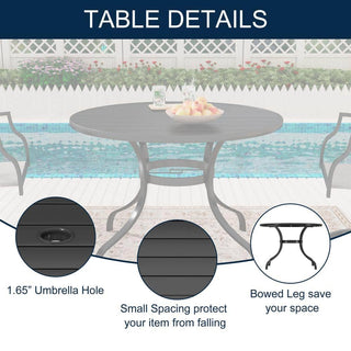 5-Piece Steel Textilene Swivel Outdoor Dining Set with 28.35" Round Table & Umbrella Hole for Patio, Garden & Backyard